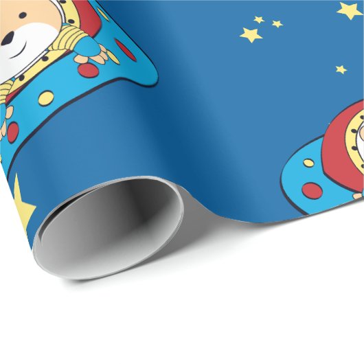 Teddybär UFO Geschenkpapier (Rolleneckpunkt)