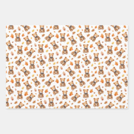 Teddybär und Blätter fallen Celebration