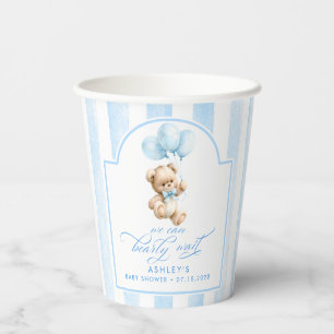 Teddybär und blaue Ballons Süße Babyparty  Pappbecher