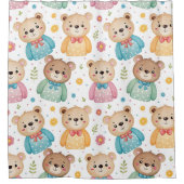 Teddybär und Blumen Duschvorhang (Vorderseite)
