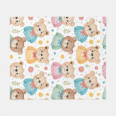 Teddybär und Blumen Fleecedecke (Vorderseite (Horizontal))