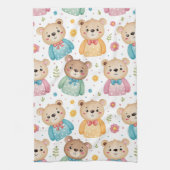 Teddybär und Blumen Geschirrtuch (Vertikal)