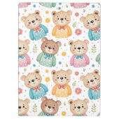 Teddybär und Blumen Klemmbrett (Rückseite)
