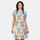 Teddybär und Blumen Schürze (Getragen)