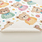Teddybär und Blumen Sherpadecke (3/4)