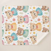 Teddybär und Blumen Sherpadecke (Vorderseite (Horizontal))