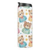 Teddybär und Blumen Thermosbecher (Nach rechts gedreht)