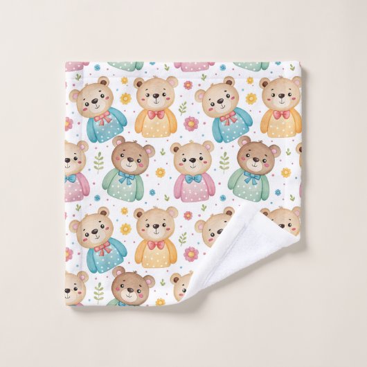 Teddybär und Blumen Waschlappen (Waschlappen)