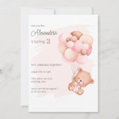 Teddybär und Luftballons Geburtstagsfeier Einladung (Vorderseite)