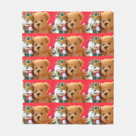 Teddybär und Nussknacker Fleecedecke (Vorderseite)
