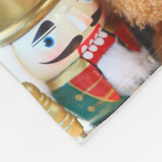 Teddybär und Nussknacker Fleecedecke (Ecke)