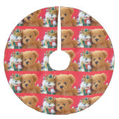 Teddybär und Nussknacker Polyester Weihnachtsbaumdecke (Vorderseite)