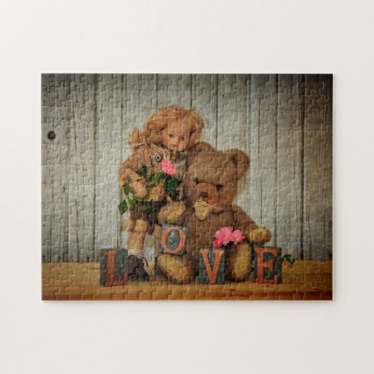Teddybär und Puppe Puzzle (Horizontal)