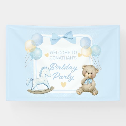 Teddybär und Rockpferd Banner (Horizontal)