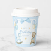 Teddybär und Rockpferd Pappbecher (Rückseite)