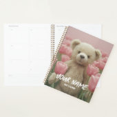 Teddybär und rosa Tulpe Planer Sanfte Planung (Anzeige)