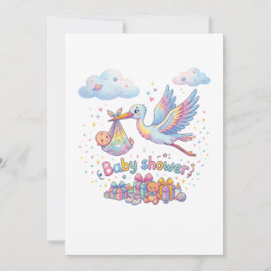 Teddybär und Vogel Baby Shower Kunst Einladung