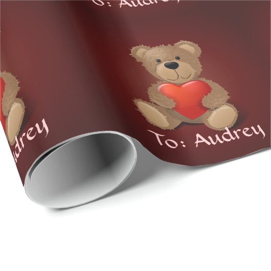 Teddybär-Valentinsgruß Geschenkpapier (Rolleneckpunkt)