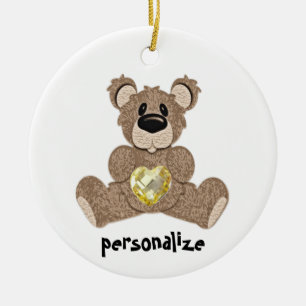 Teddybär-Verzierung Novembers Birthstone Keramikornament