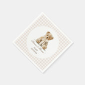 Teddybär Vintage Gingham Babyparty Serviette (Ecke)