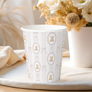Teddybär Vintage-Schleife Spitzenstreifen Babypart Pappbecher
