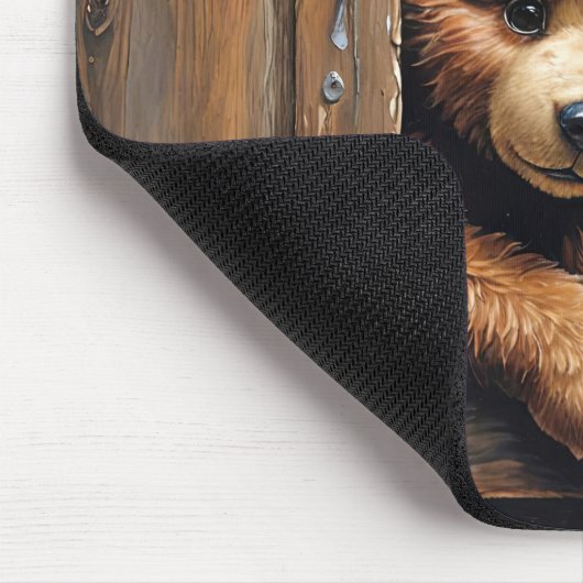 Teddybär vor der Tür Mousepad (Ecke)