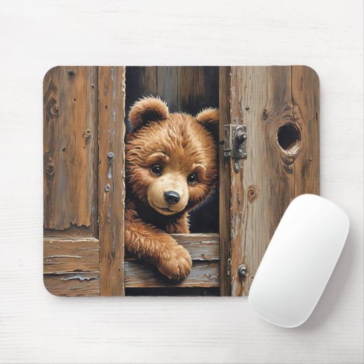 Teddybär vor der Tür Mousepad (Mit Mouse)