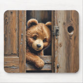 Teddybär vor der Tür Mousepad (Vorne)
