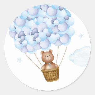 Teddybär wartet kaum Teddybär Blau Junge Baby Show Runder Aufkleber