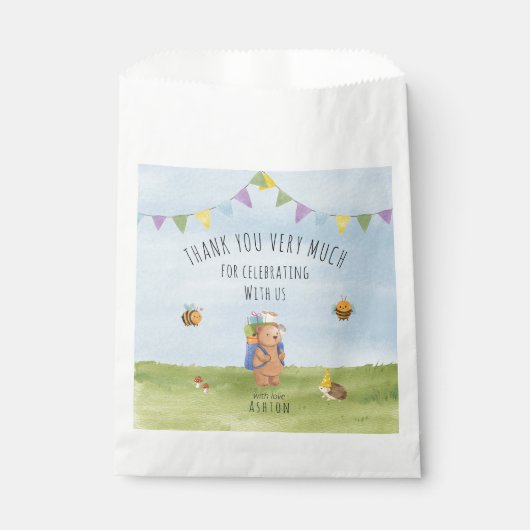 Teddybär Wasserfarbe, Abenteuer danke Geschenktütchen (Vorderseite)