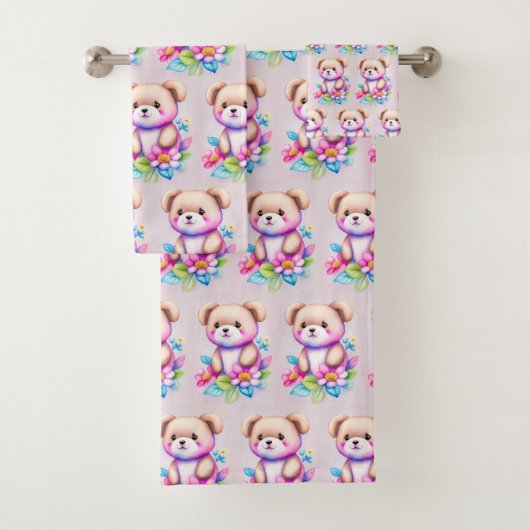 Teddybär Wasserfarben Pastell Badhandtuch Set (Insitu)