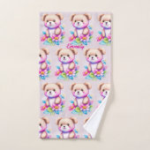 Teddybär Wasserfarben Pastell Badhandtuch Set (Handtuch)