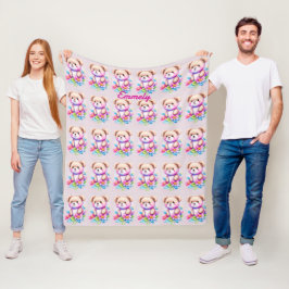 Teddybär Wasserfarben Pastell Fleecedecke