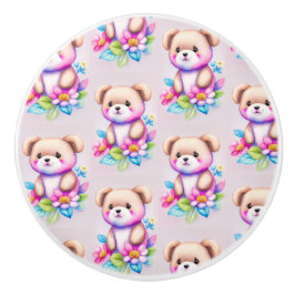 Teddybär Wasserfarben Pastell Keramikknauf