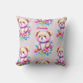 Teddybär Wasserfarben Pastell Kissen
