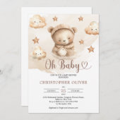 Teddybär, wasserfarbenneutral einladung (Vorne/Hinten)