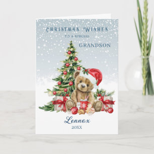 Teddybär-Weihnachtsbaum-Enkel Feiertagskarte