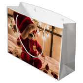 Teddybär-Weihnachtsgeschenk-Tasche Große Geschenktüte (Rückseite Schrägansicht)