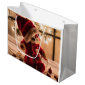 Teddybär-Weihnachtsgeschenk-Tasche Große Geschenktüte (Vorderseite Schrägansicht)