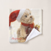Teddybär, Weihnachtsmannmütze, Weihnachtsschmuck Badhandtuch Set (Waschlappen)