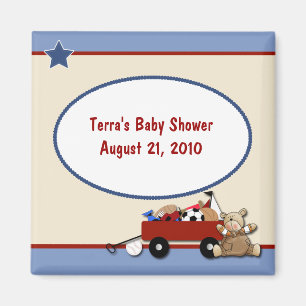 Teddybär wenig roter Lastwagen-Babyparty-Magnet Magnet