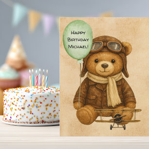 Teddybär Whimsical Vintage Flugzeug Süß Custom Postkarte