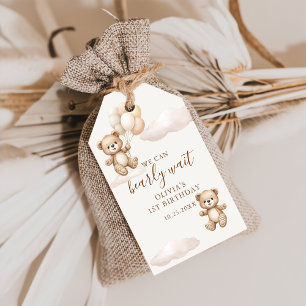 Teddybär Wir können den Geburtstag kaum erwarten Geschenkanhänger