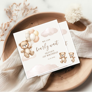 Teddybär Wir können den Geburtstag kaum erwarten Serviette