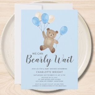 Teddybär Wir können es kaum erwarten Blaue Babypar Einladung