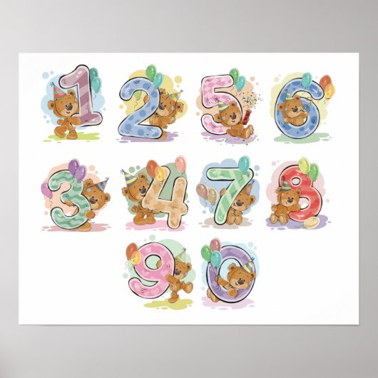 Teddybär Zahlen Poster (Vorne)
