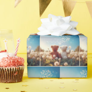 Teddybären auf einem Löwenzahnfeld Geschenkpapier