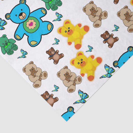 Teddybären aus dekorativem Papiertaschentuch Seidenpapier (Ausschnitt)