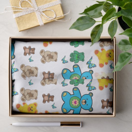 Teddybären aus dekorativem Papiertaschentuch Seidenpapier (Geschenk)