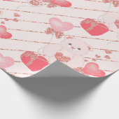 Teddybären Glitzer Rosa Herzchen Geschenkpapier (Ecke)